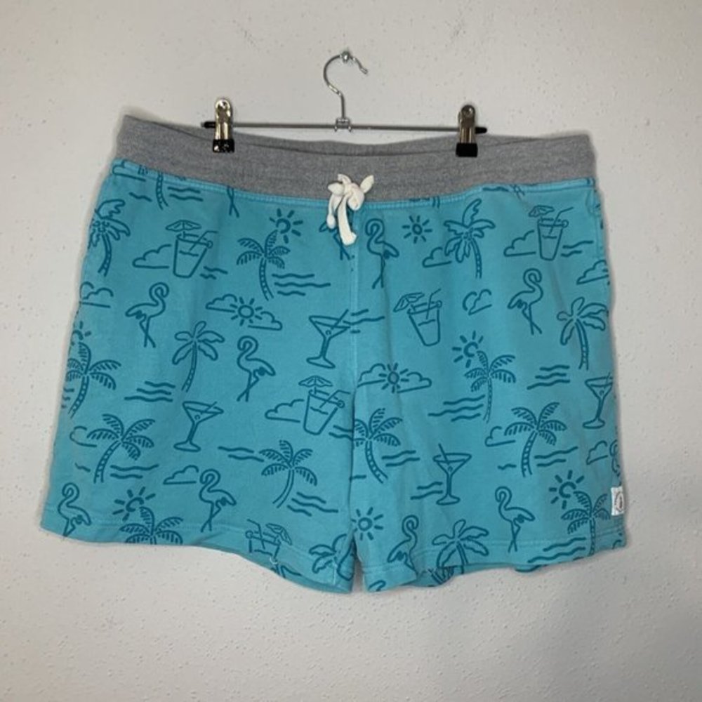 Chubbies Lounge Wear Men's Size 2XL  7" Inseam Sweat Shorts Beach Print Blue‎